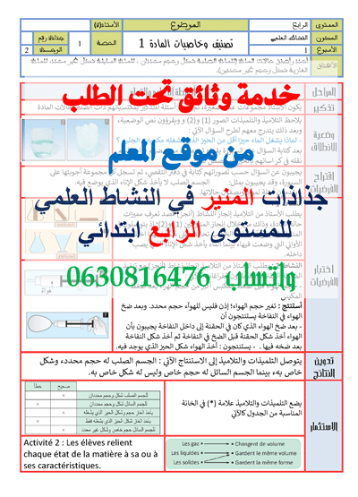 جديد: تحميــل جميـــع جذاذات المنير في النشاط العلمي المستوى الرابع ابتدائي  – موقع المعلم